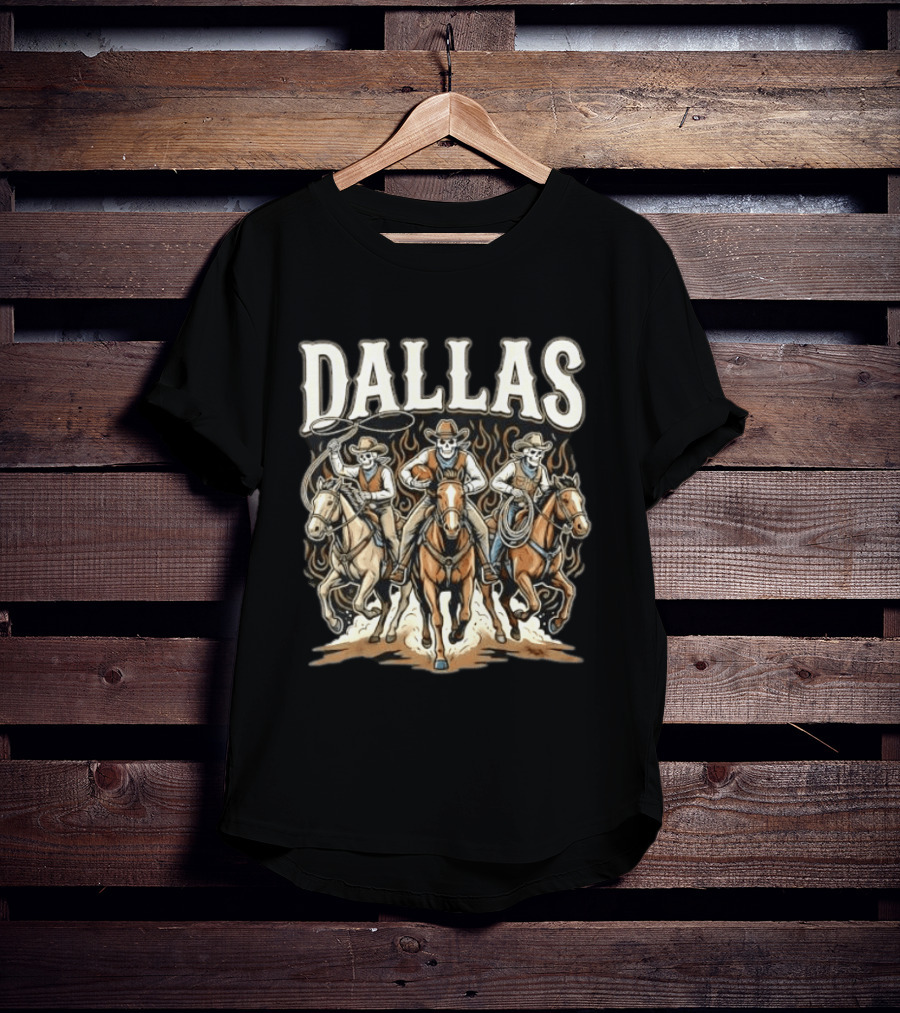 Dallas Cowboys Skeleton Rider Trio On Horses T-Shirt