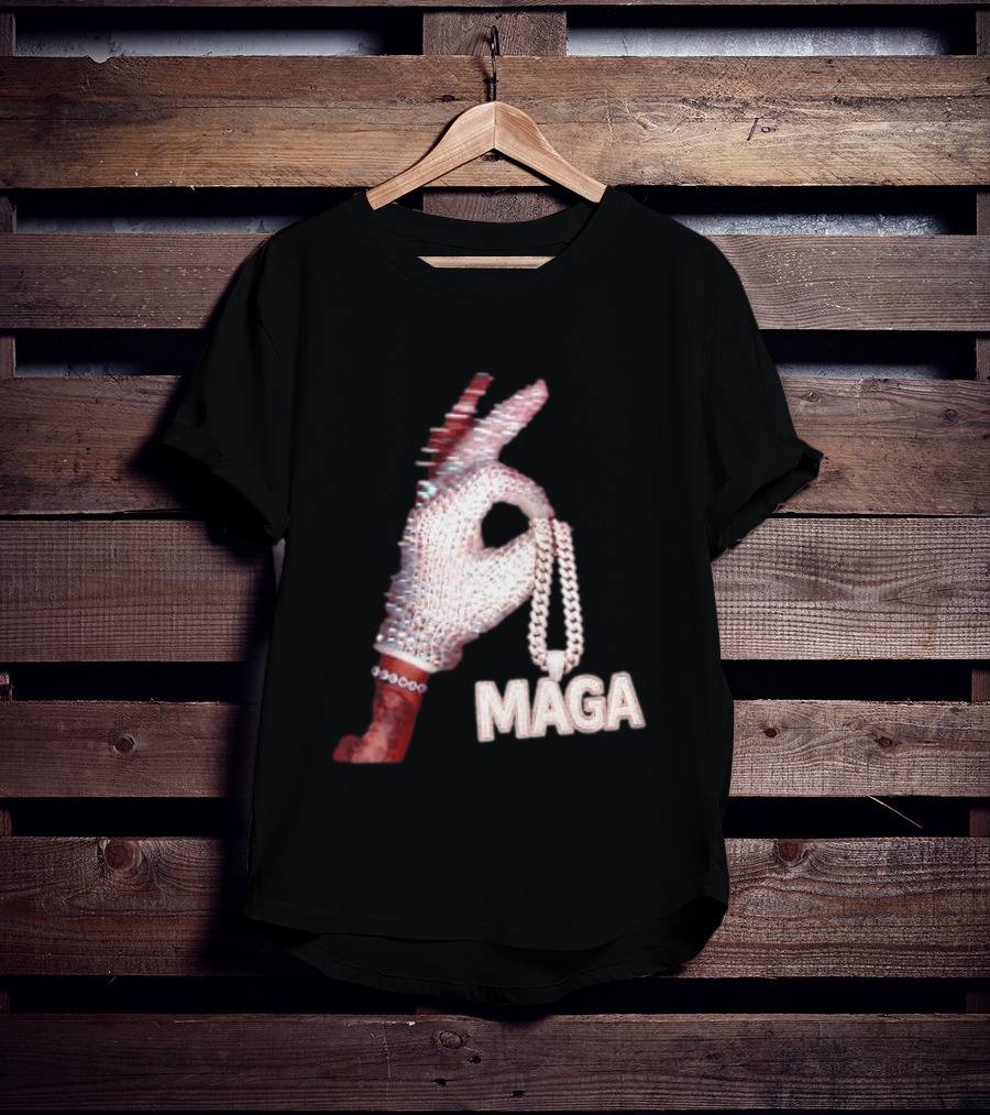 MAGA Iceman Hand Gesture With Diamond Encrusted Jewelry T-Shirt