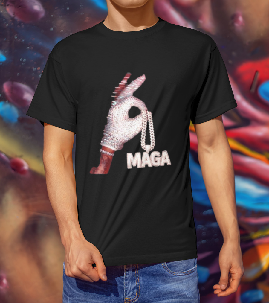 MAGA Iceman Hand Gesture With Diamond Encrusted Jewelry T-Shirt