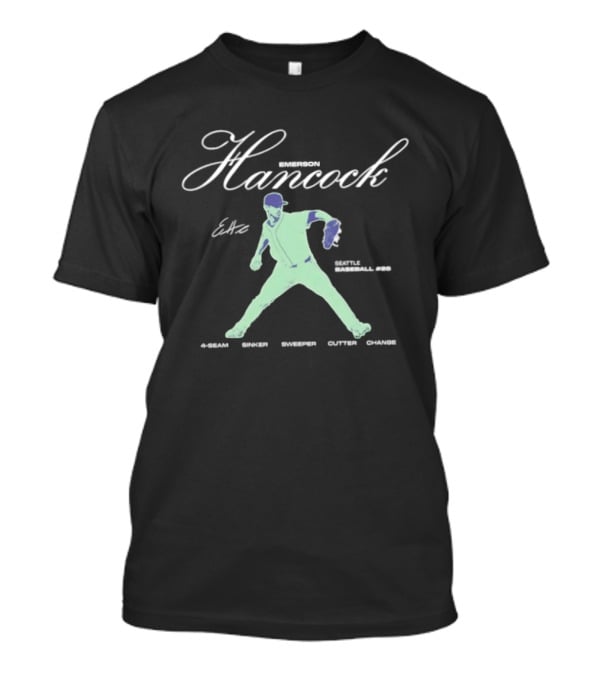 Emerson Hancock 62 Seattle Baseball 4 Seam Sinker Sweeper Cutter Change T-Shirt