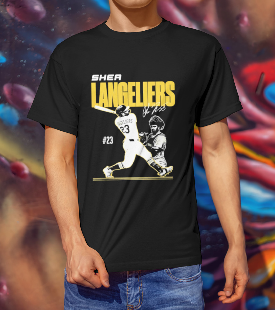 Shea Langeliers 23 Athletics Baseball Slugger Swing Signature T-Shirt