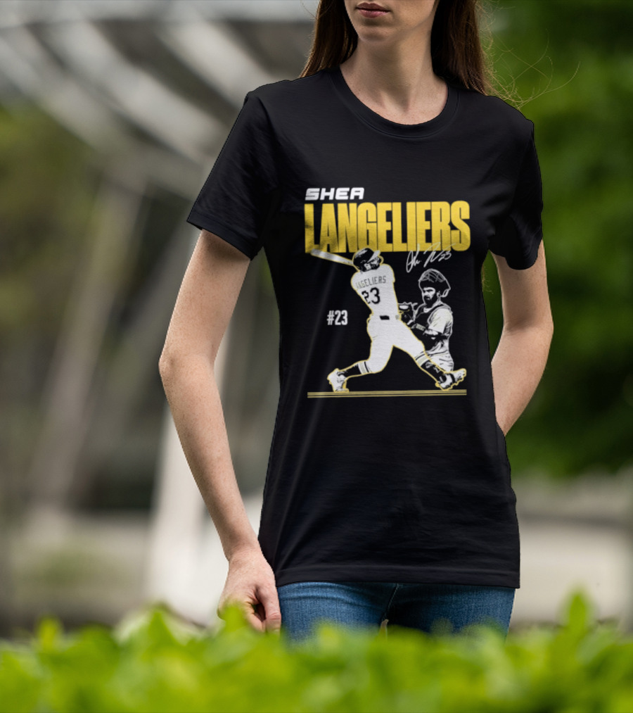 Shea Langeliers 23 Athletics Baseball Slugger Swing Signature T-Shirt