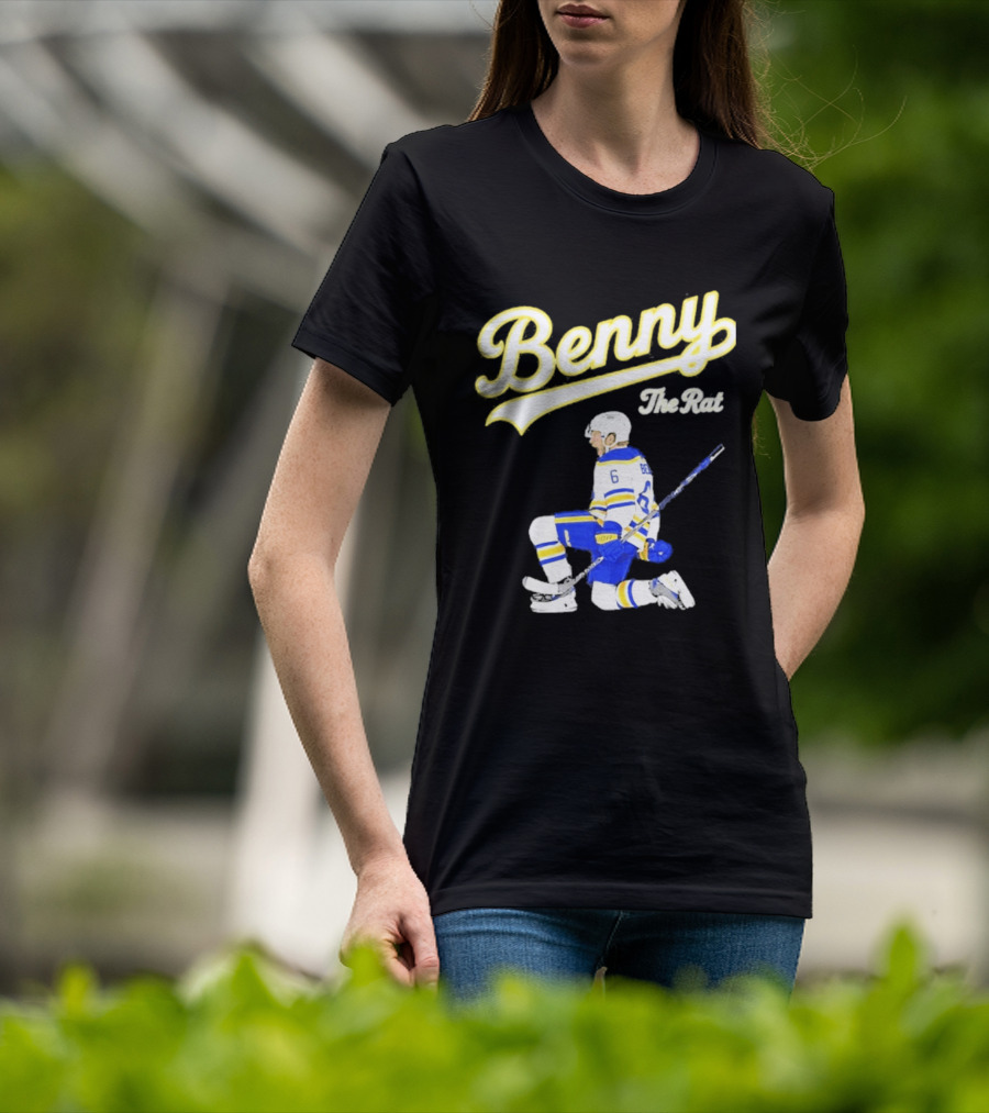 Benny The Rat Buffalo Sabres Number 6 Hockey Player Kneeling T-Shirt