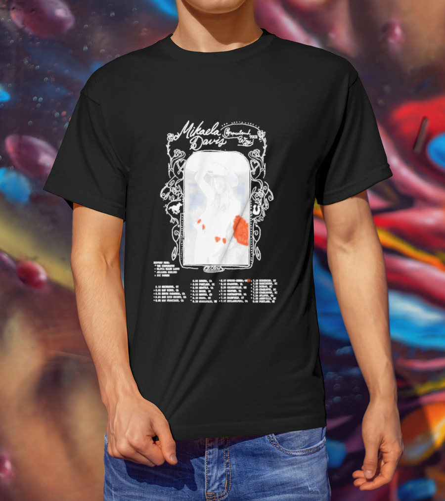 Mikaela Davis Graceland Way Tour 2026 With Dates And Rose Accents T-Shirt