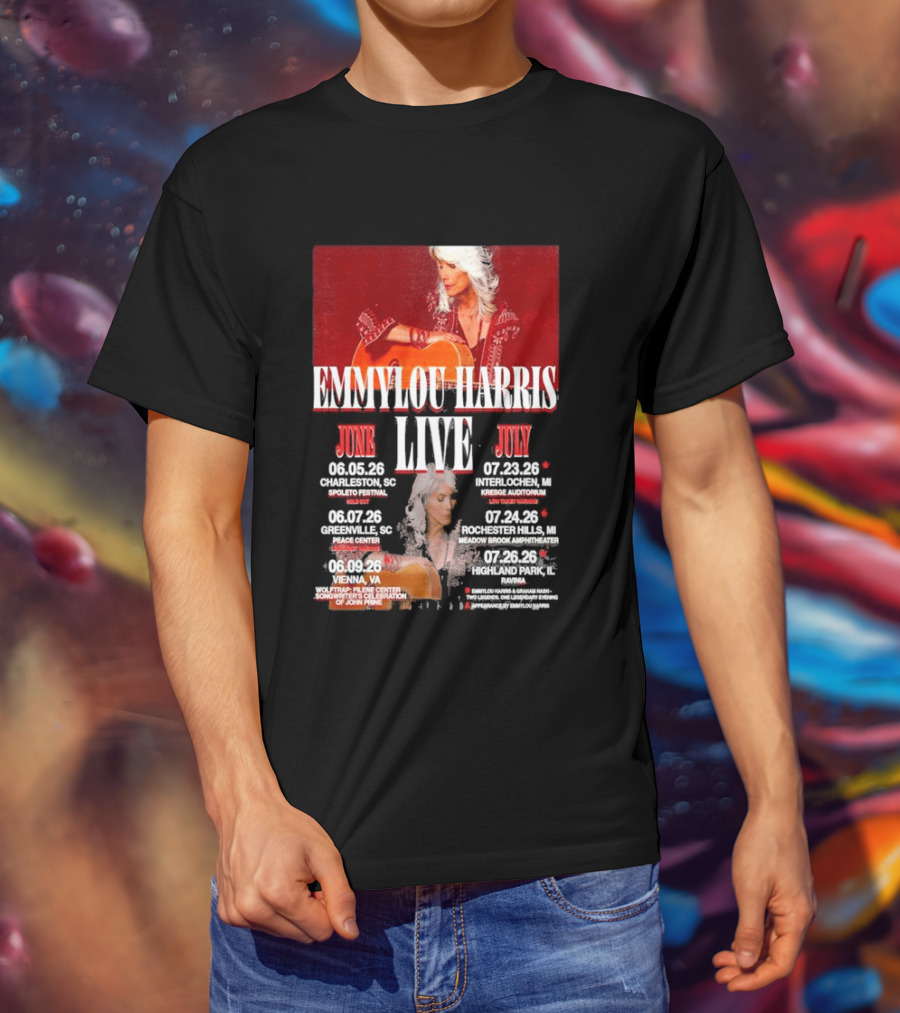 Emmylou Harris Live World Tour June July 2026 Dates And Locations T-Shirt