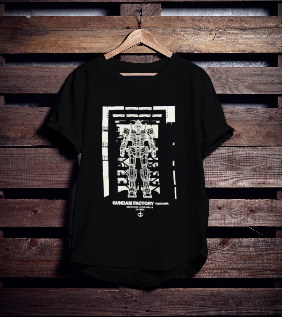 Yokohama Gundam Factory RX 78F00 Mobile Suit White Blueprint T-Shirt