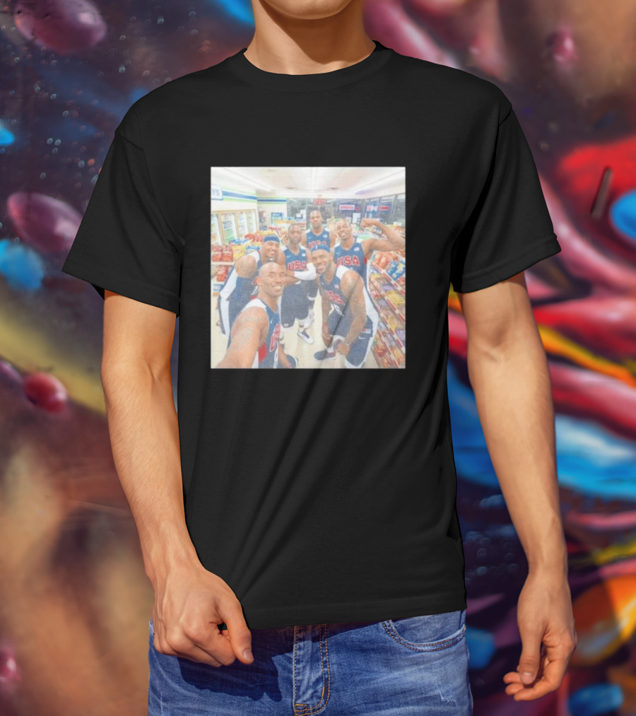 Team USA Basketball Players Selfie Grocery Store Team Spirit T-Shirt