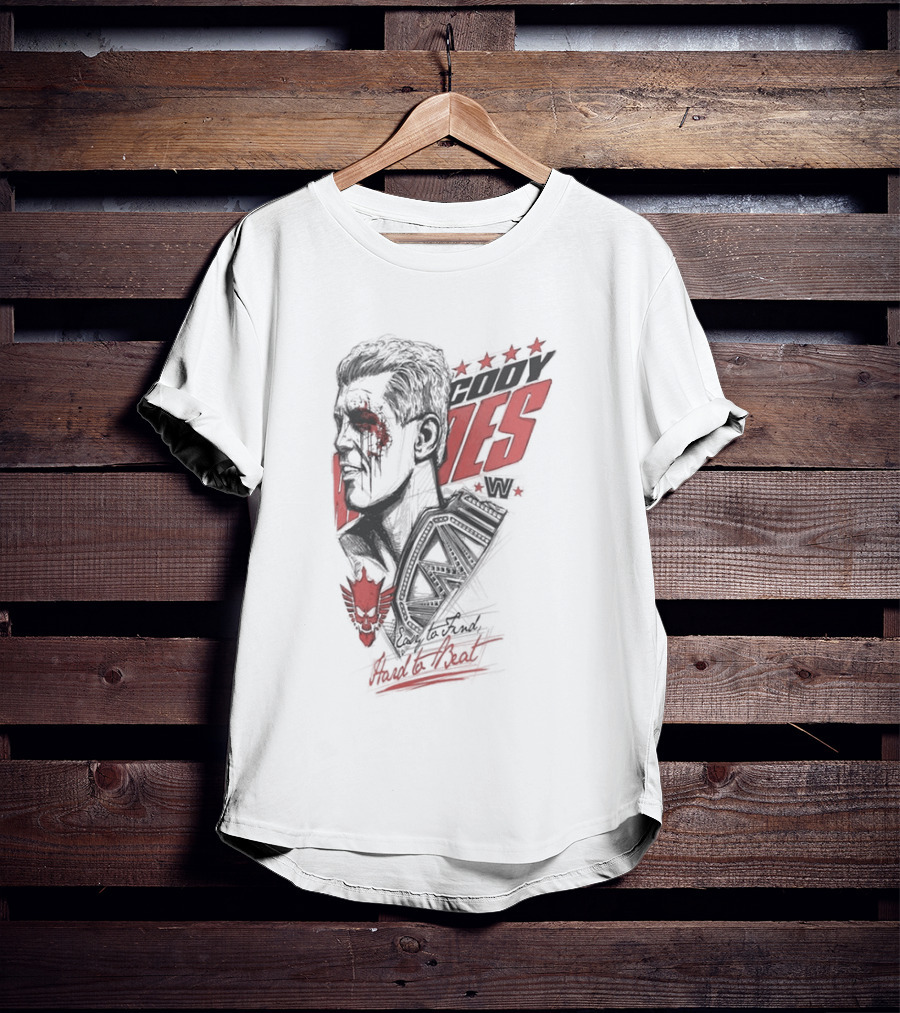 Cody Rhodes Easy To Find Hard To Beat Wrestling Legend Bold Red Text Star Motif T-Shirt