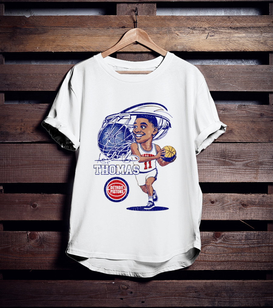 Isiah Thomas Detroit Pistons Caricature Basketball Cartoon Drawing T-Shirt
