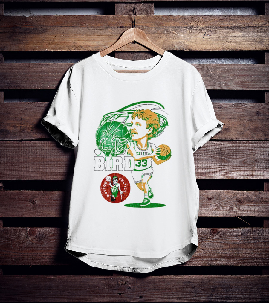 Boston Celtics Larry Bird Caricature NBA Legend 33 Basketball T-Shirt