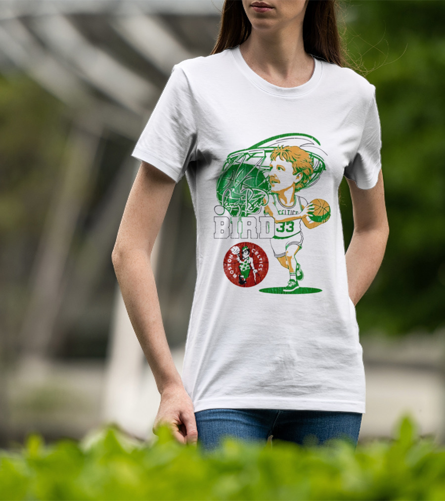 Boston Celtics Larry Bird Caricature NBA Legend 33 Basketball T-Shirt