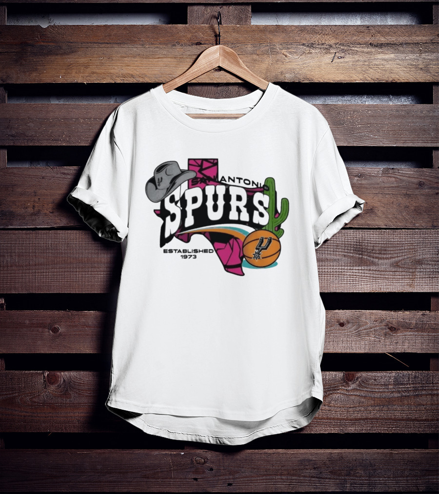 San Antonio Spurs Texas Cowboy Hat Cactus Basketball Established 1973 T-Shirt