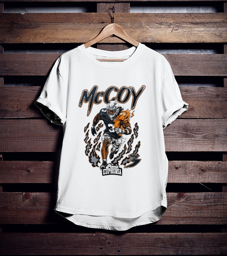 McCoy Euphoria Gridiron Burner Football Player Flames T-Shirt