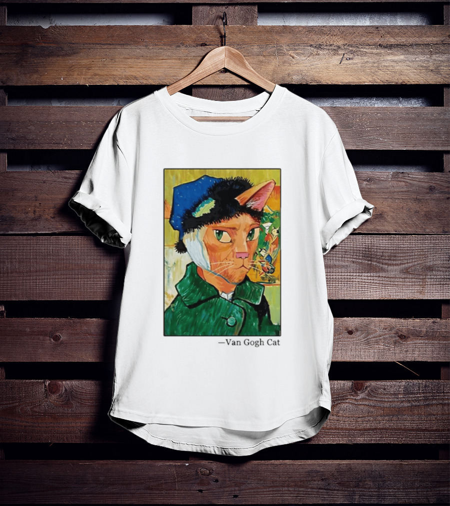 Cat In Van Gogh Style With Bandaged Ear Iconic Painting T-Shirt