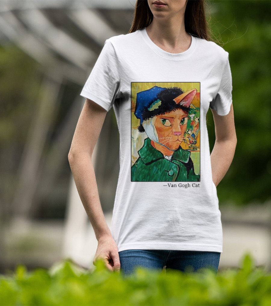 Cat In Van Gogh Style With Bandaged Ear Iconic Painting T-Shirt
