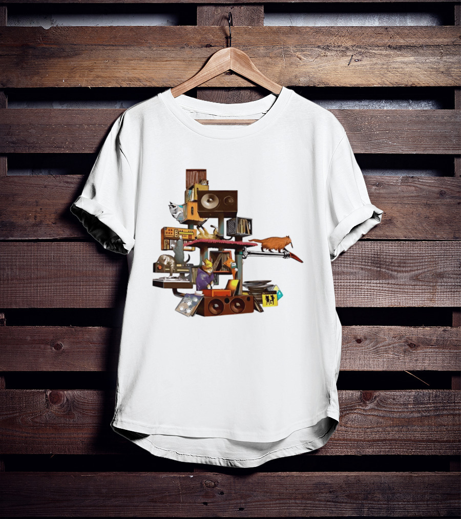 Cats Jamming With Crates And Music Gear T-Shirt
