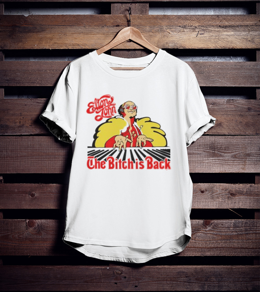 Elton John The Bitch Is Back Burst Yellow And Red T-Shirt