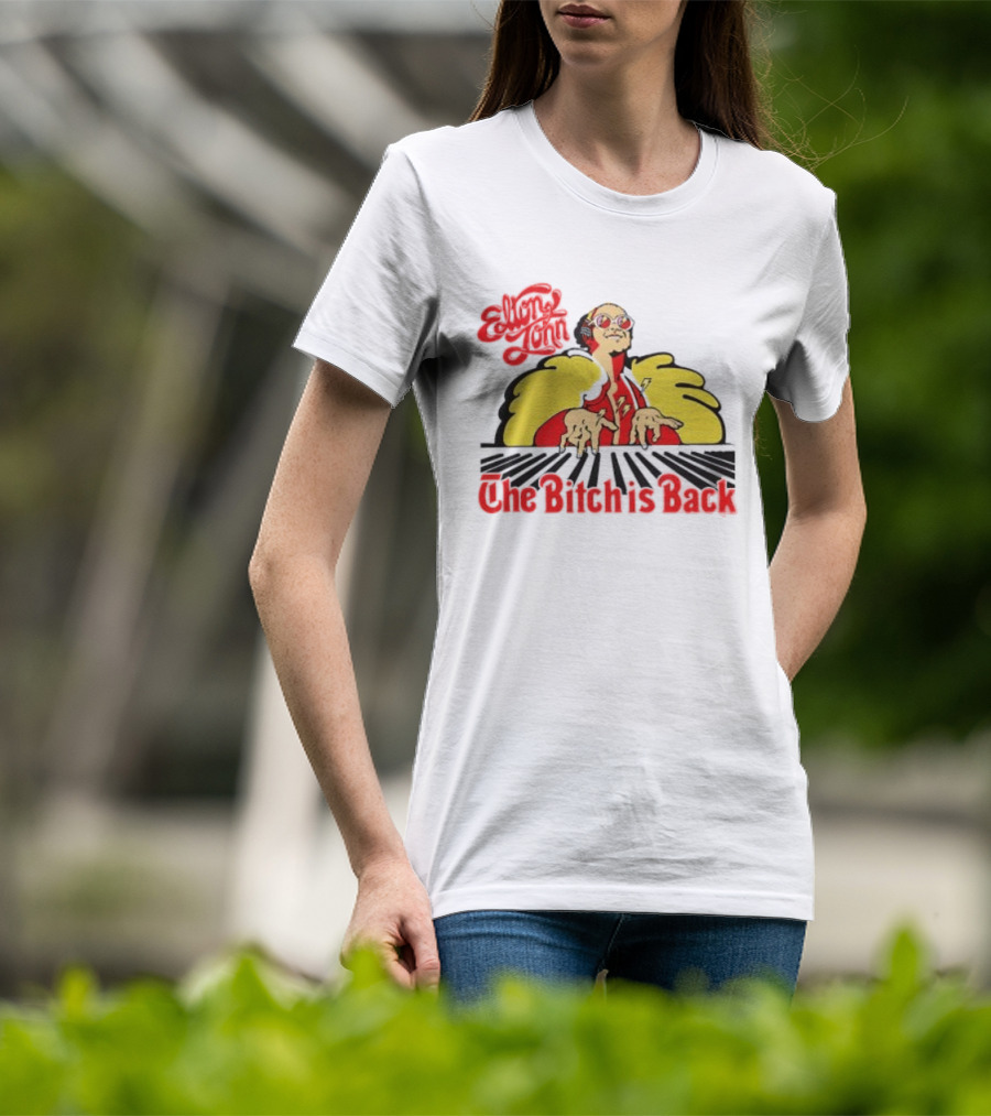 Elton John The Bitch Is Back Burst Yellow And Red T-Shirt