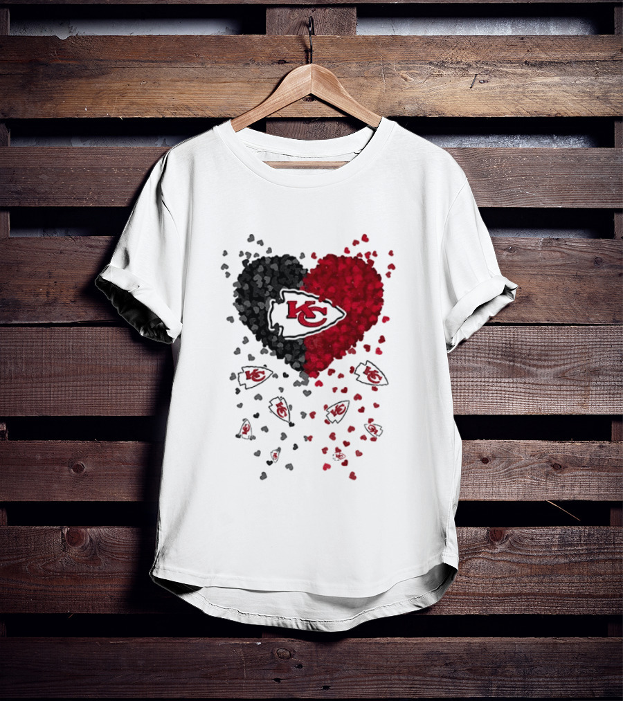Heart KC Red Black 2026 Kansas City Chiefs Football T-Shirt