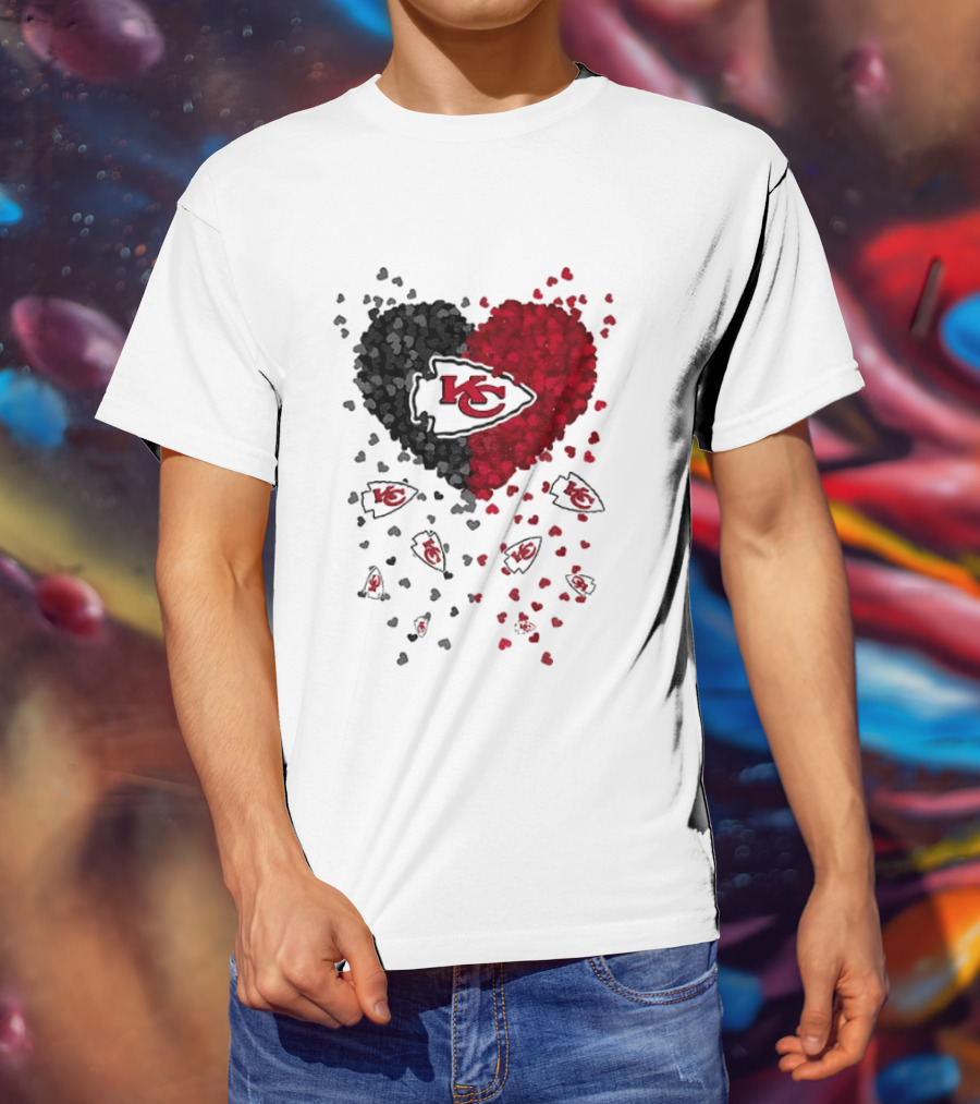Heart KC Red Black 2026 Kansas City Chiefs Football T-Shirt