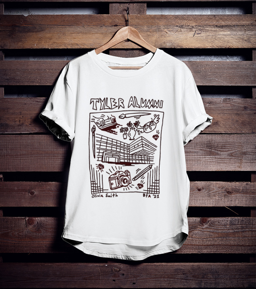 Tyler Alumni Olivia Smith BFA 2021 Art School Sketch With Camera And Building T-Shirt