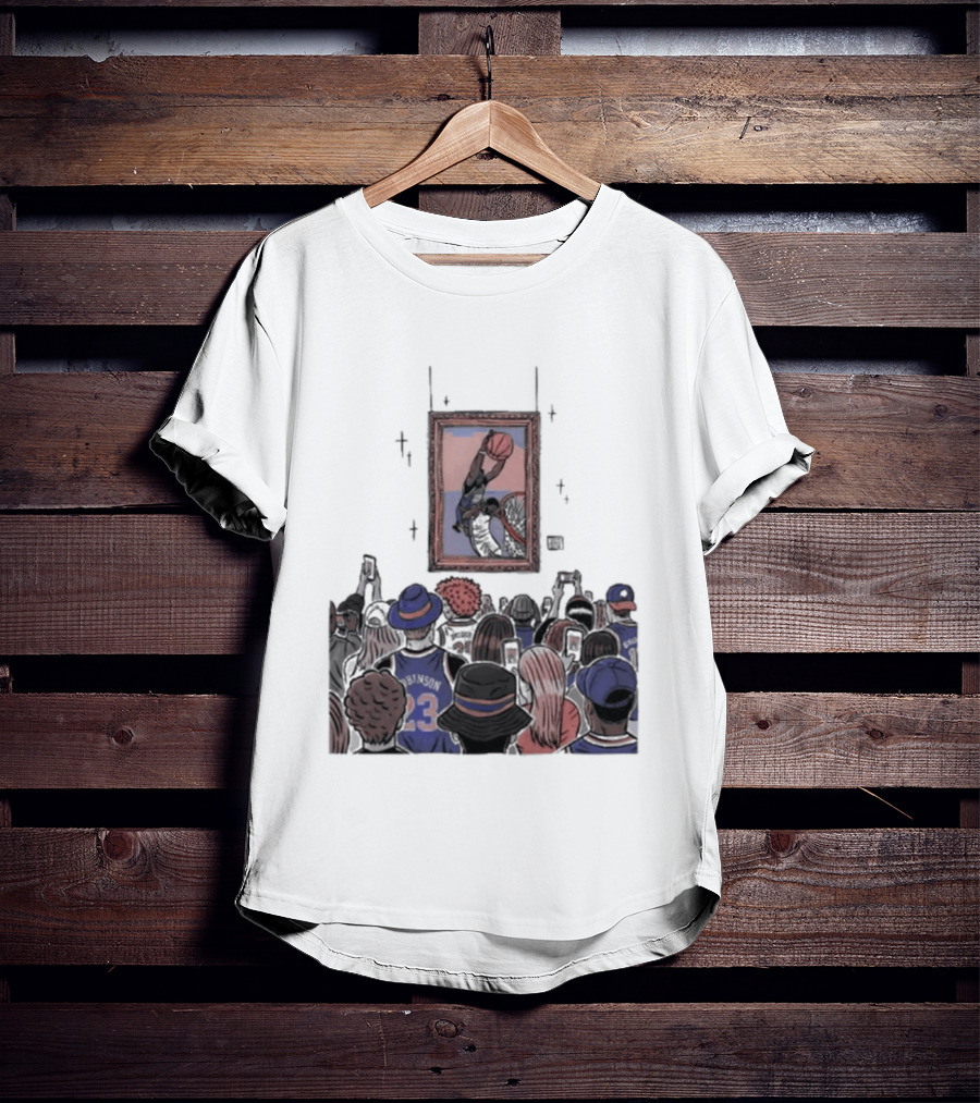 Mitchell Robinson New York Knicks Dunk Moment Over Philadelphia 76ers Joel Embiid Basketball Fans Gallery T-Shirt