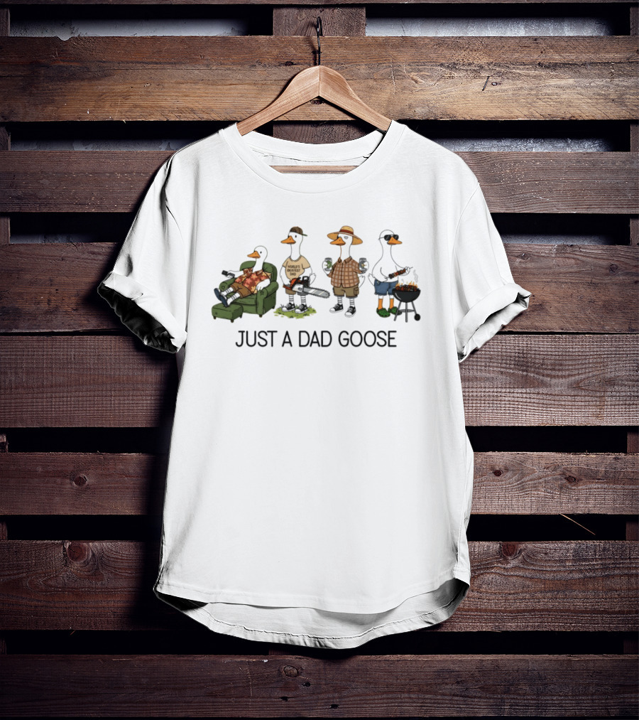 World's Okayest Dad Goose Just A Dad Goose Comic Silly Goose T-Shirt