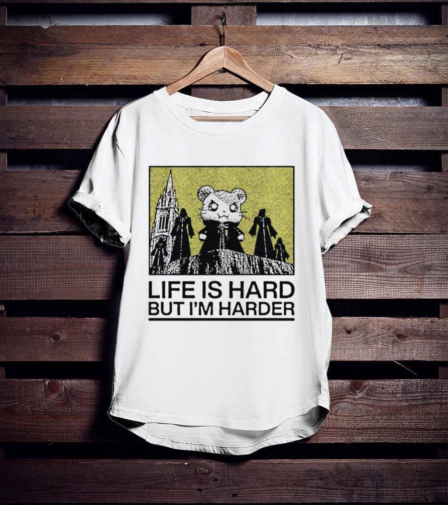 Hamtaro Life Is Hard But I'm Harder Gothic Style Tower And Figures T-Shirt