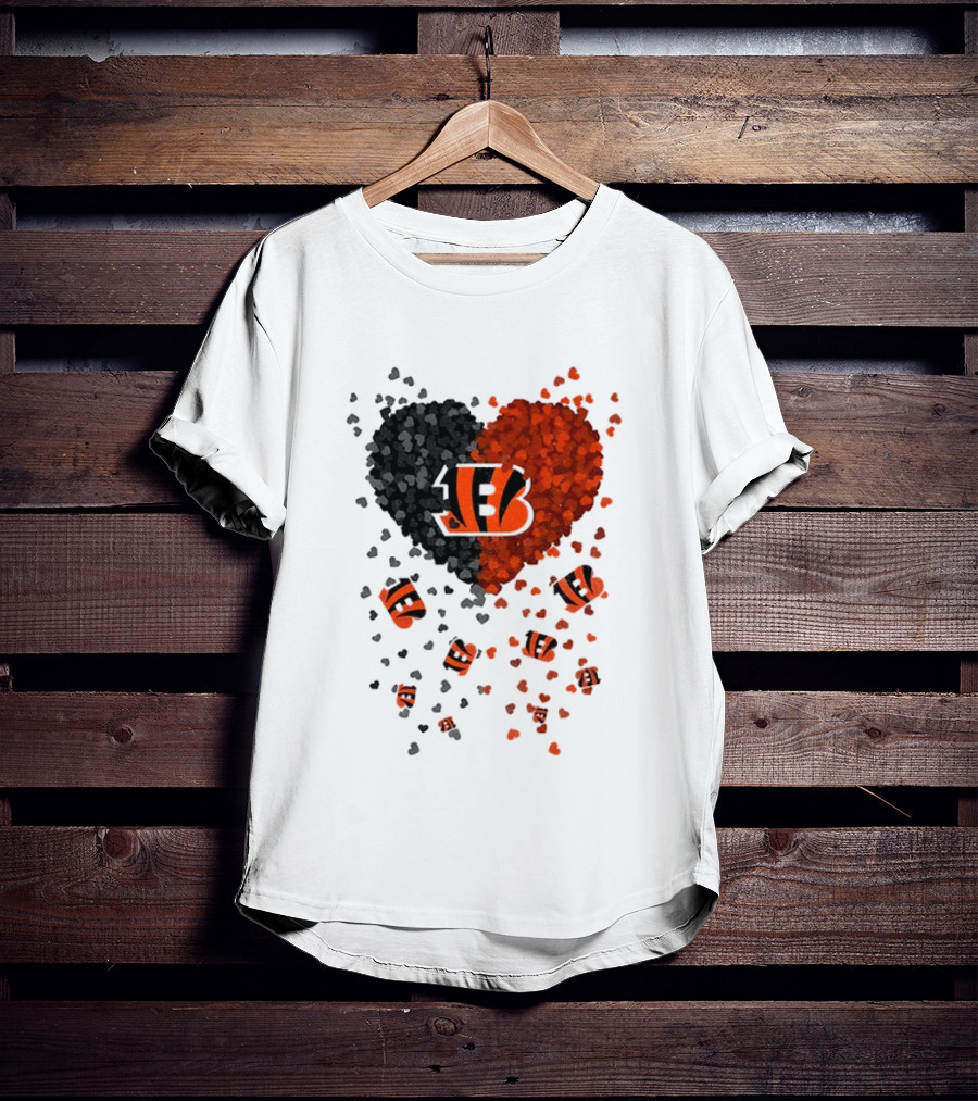 Cincinnati Bengals Heart 2026 Football Fan Love Collection T-Shirt