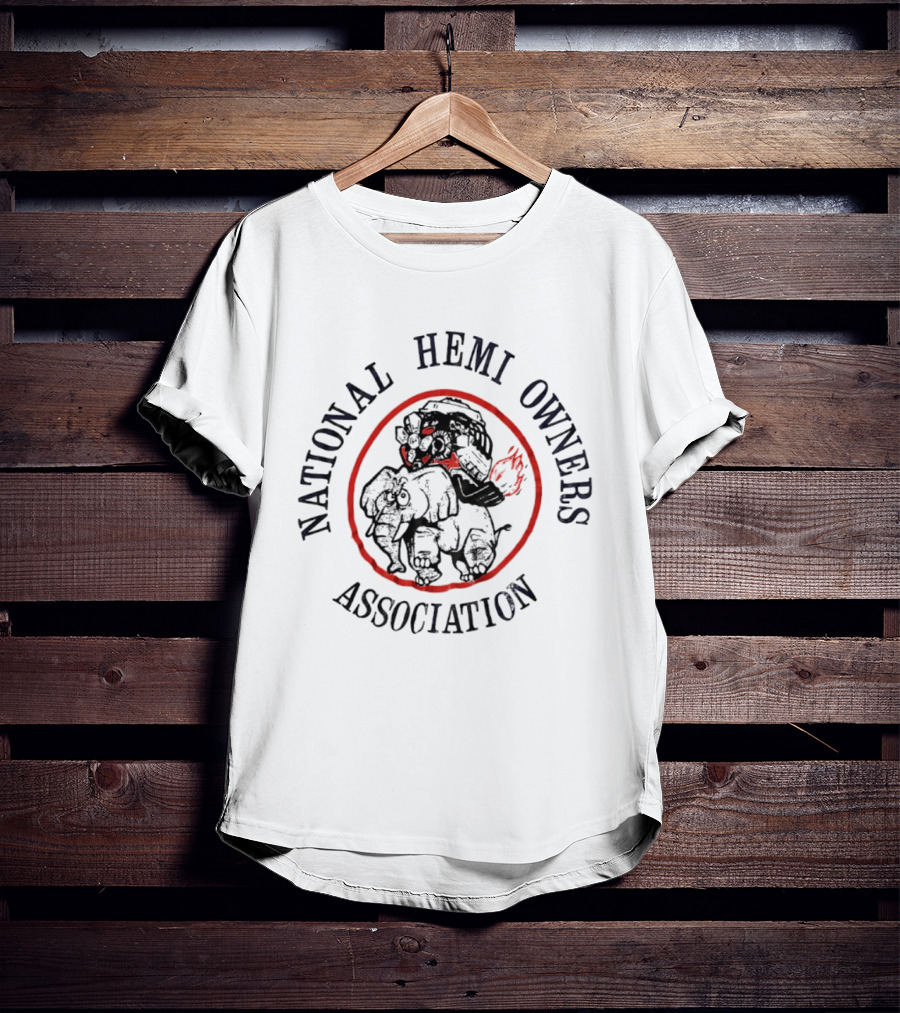 National Hemi Owners Association Elephant With Racing Helmet T-Shirt