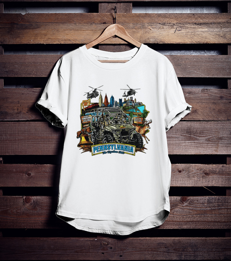 Pennsylvania The Keystone State Adventure Skyline Wildlife And City Landmarks T-Shirt