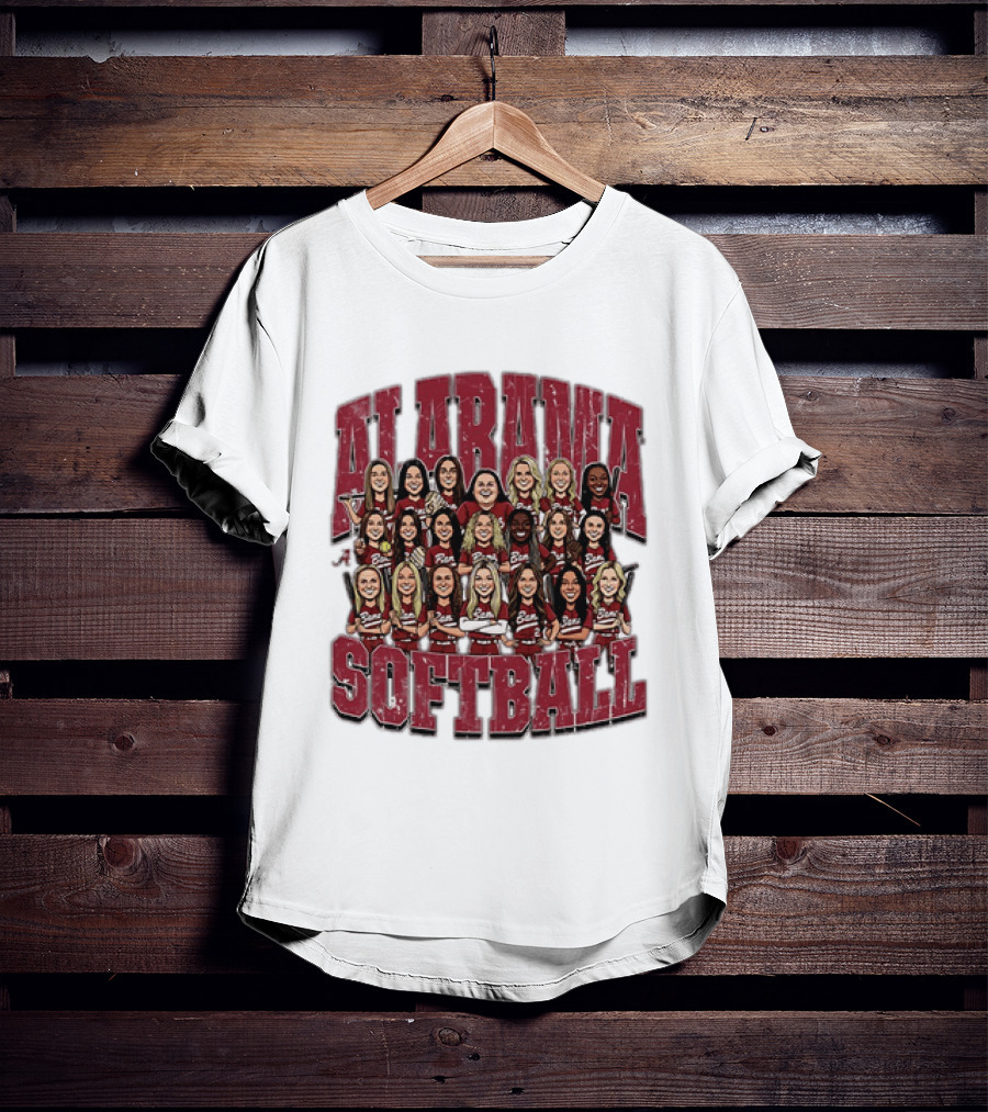 Crimson Tide Softball Alabama Team Caricature Players T-Shirt