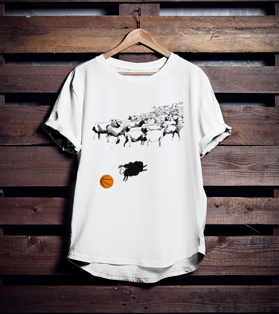 Triple Threat Sleep Basketball Sheep Herd Orange Ball T-Shirt