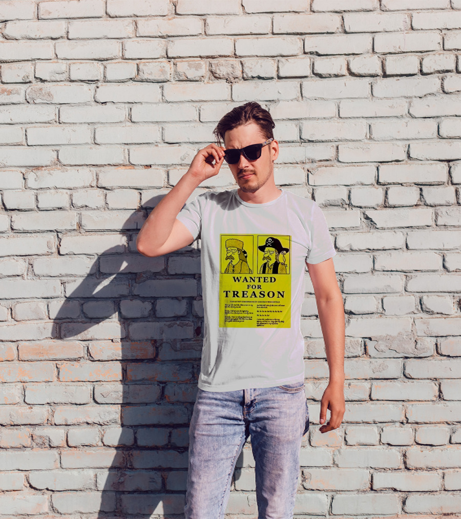 Wanted For Treason Kirk Van Houten Pirate And Russian Hat Cartoon Wanted T-Shirt
