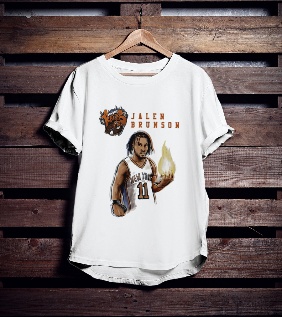 New York Knicks Jalen Brunson Flame 11 T-Shirt