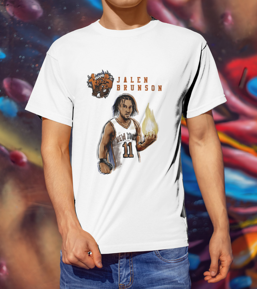 New York Knicks Jalen Brunson Flame 11 T-Shirt