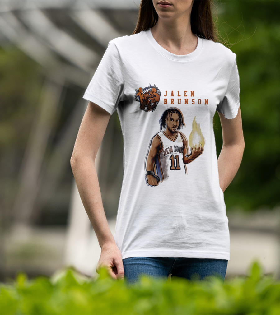 New York Knicks Jalen Brunson Flame 11 T-Shirt