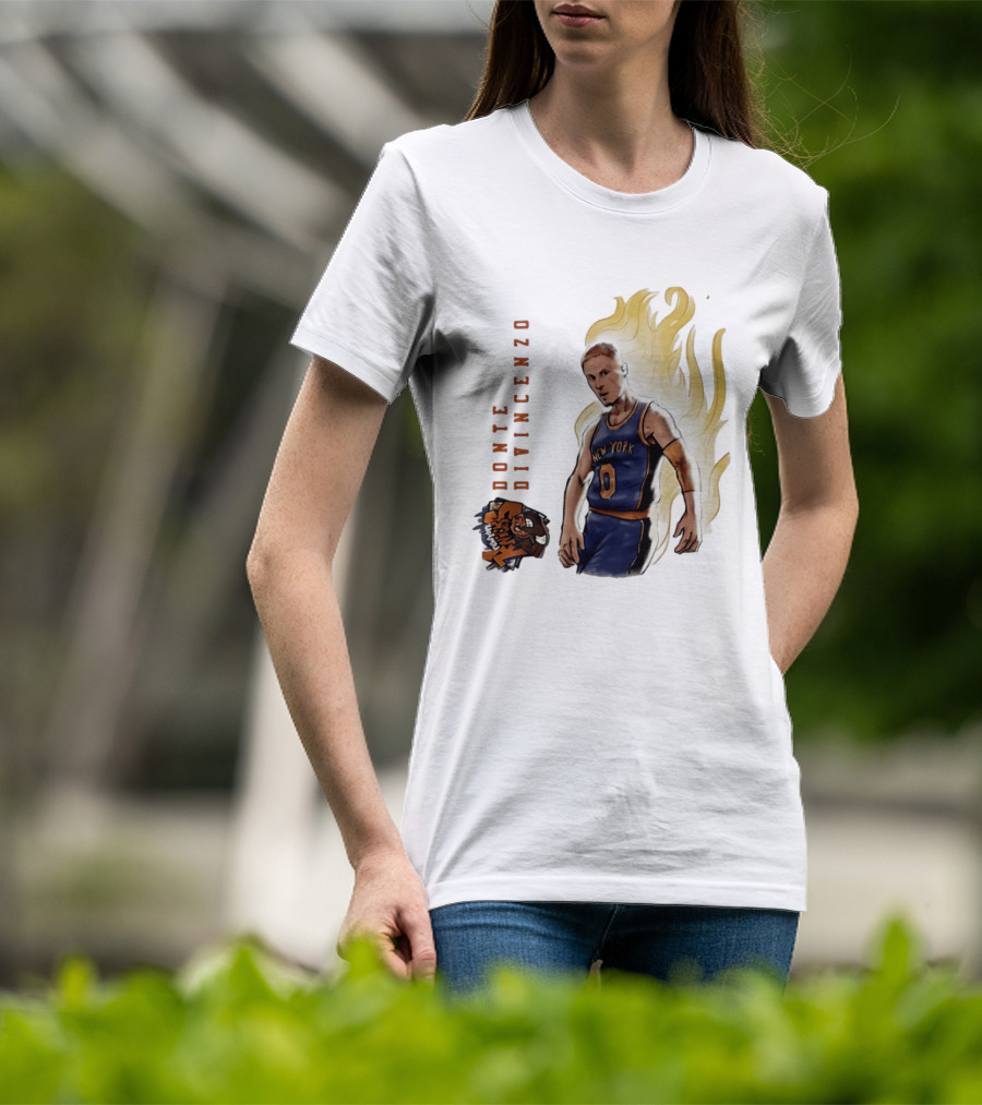 Donte DiVincenzo New York Knicks Flaming Basketball Inferno T-Shirt