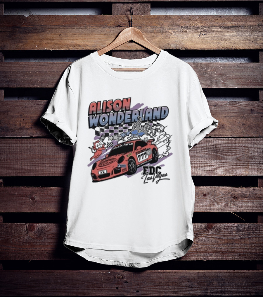 Alison Wonderland Racing 777 EDC Las Vegas Checkered Pink Car T-Shirt