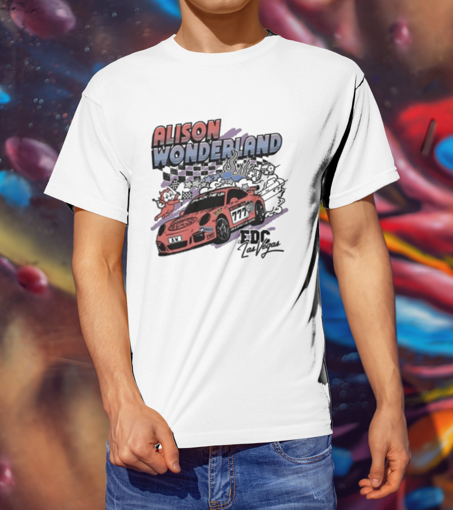 Alison Wonderland Racing 777 EDC Las Vegas Checkered Pink Car T-Shirt