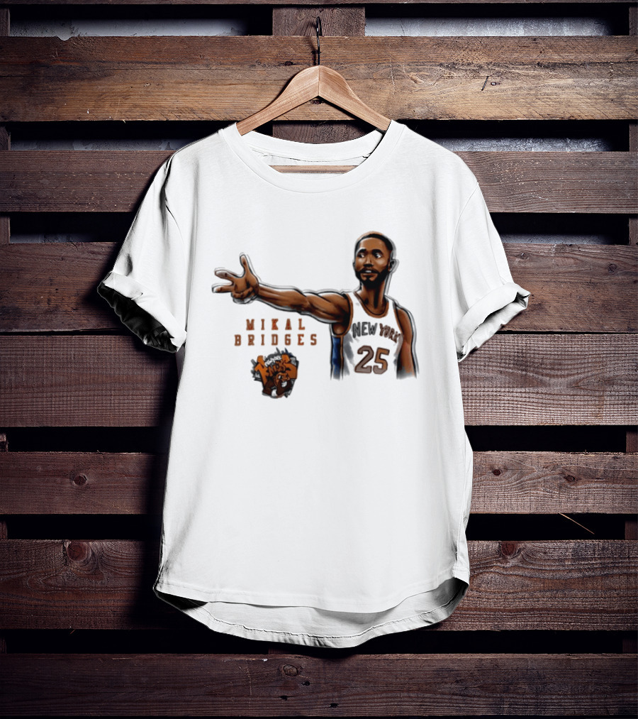 Mikal Bridges New York Knicks 25 Basketball Pose T-Shirt