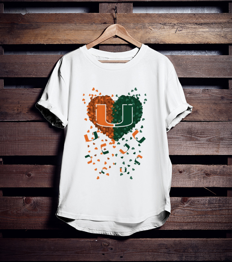 Heart Of Miami Hurricanes 2026 U Logo Football Celebration T-Shirt