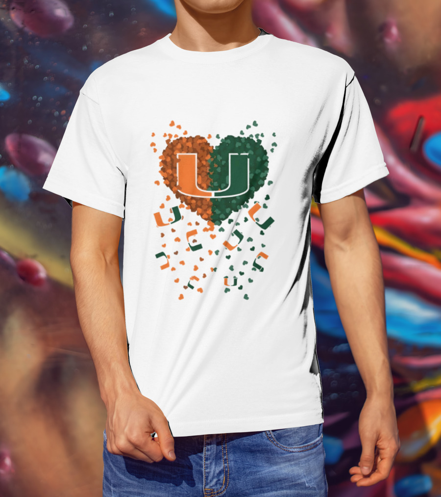 Heart Of Miami Hurricanes 2026 U Logo Football Celebration T-Shirt
