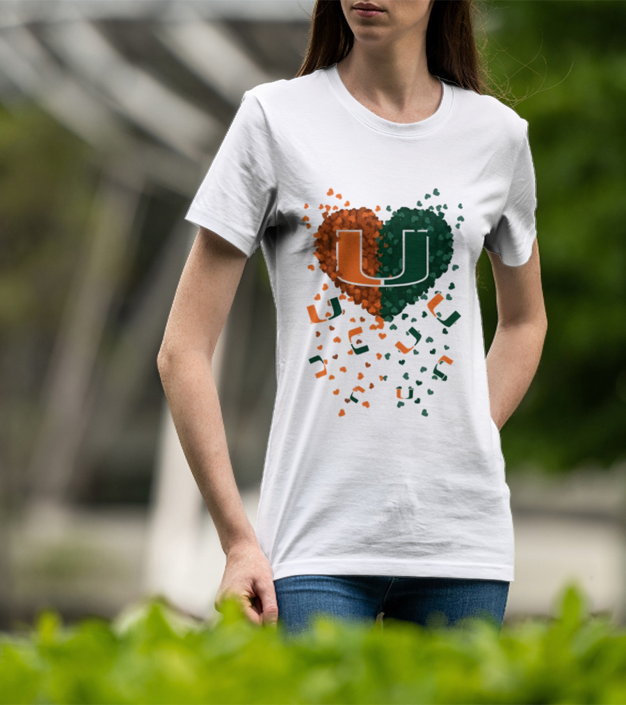 Heart Of Miami Hurricanes 2026 U Logo Football Celebration T-Shirt