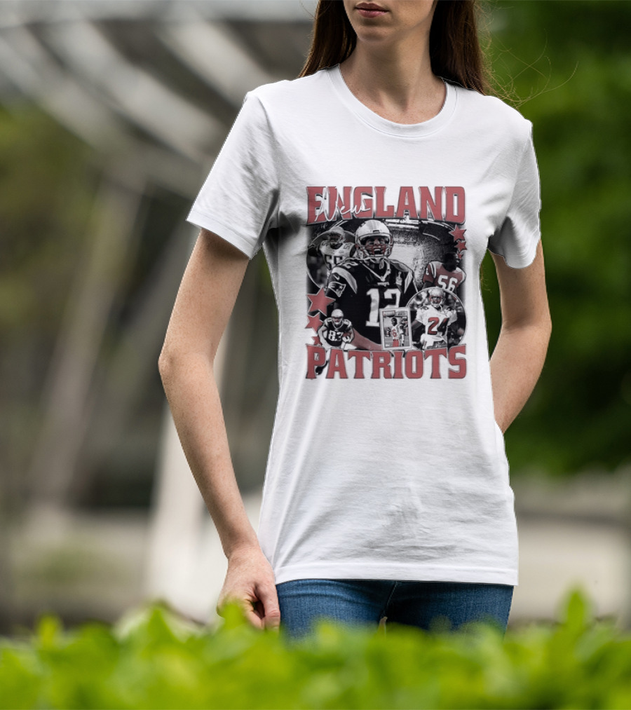 New England Patriots Vintage 90s Football Style Bootleg T-Shirt