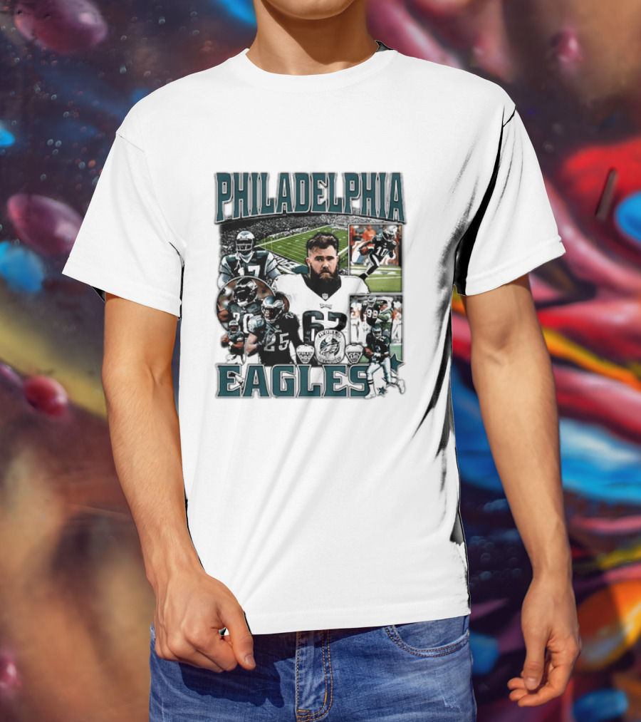 Philadelphia Eagles Football 90s Bootleg Players Collage T-Shirt