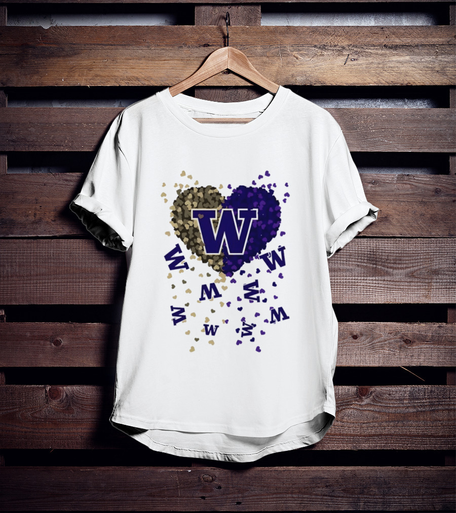 W Washington Huskies Heart 2026 Football Celebration T-Shirt