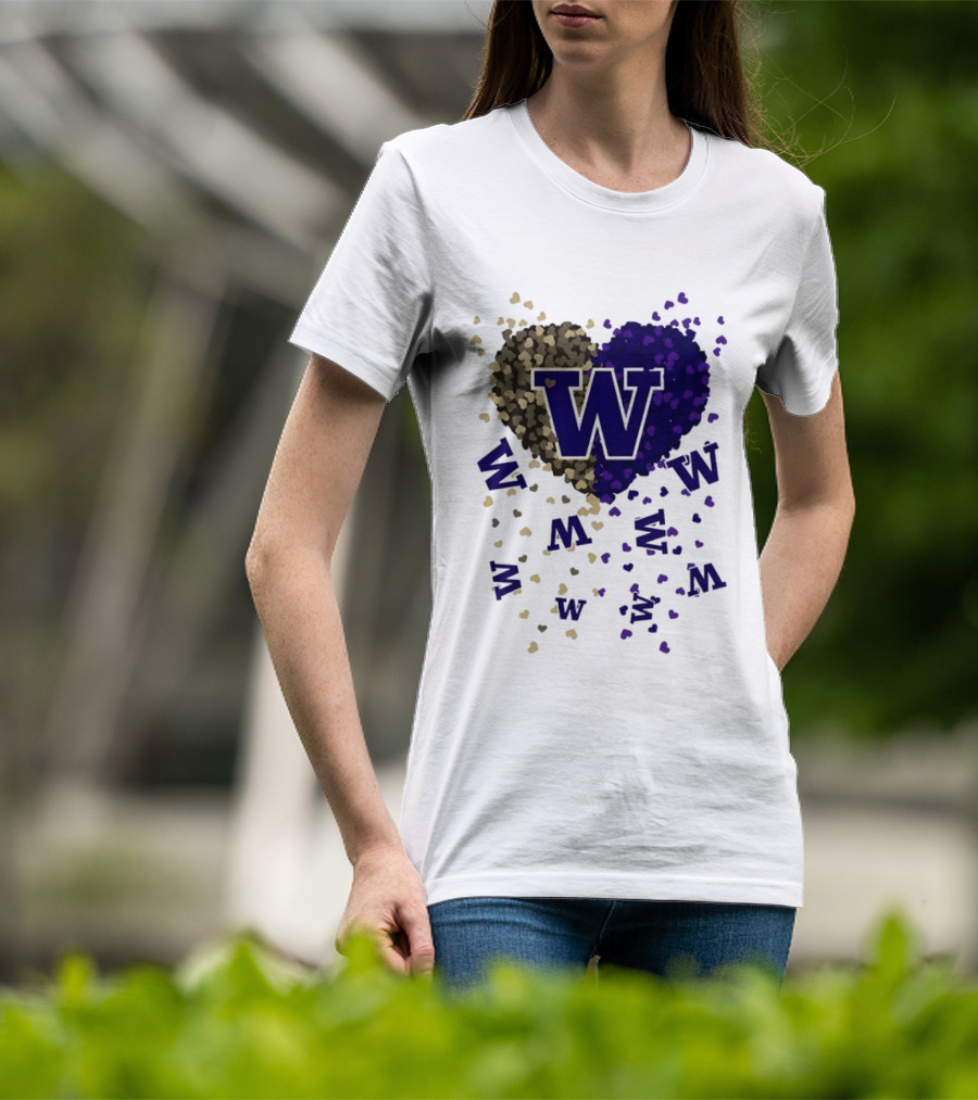 W Washington Huskies Heart 2026 Football Celebration T-Shirt