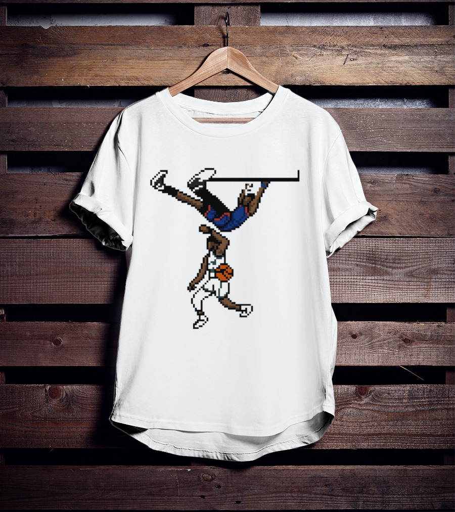 Knicks Vs Celtics OG Anunoby Dunks Against Jayson Tatum Pixel Art 8 Bit T-Shirt