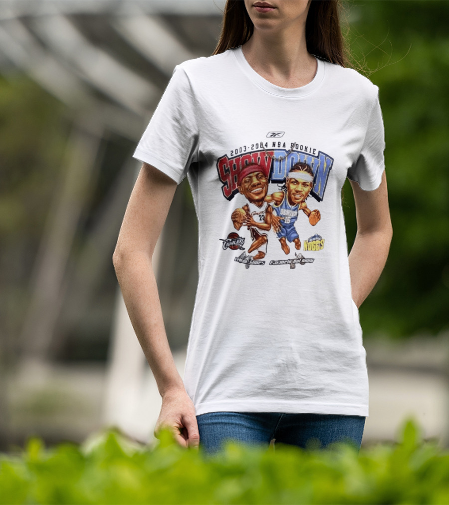 2003 2004 NBA Rookie Showdown LeBron James Carmelo Anthony Cavaliers Nuggets T-Shirt